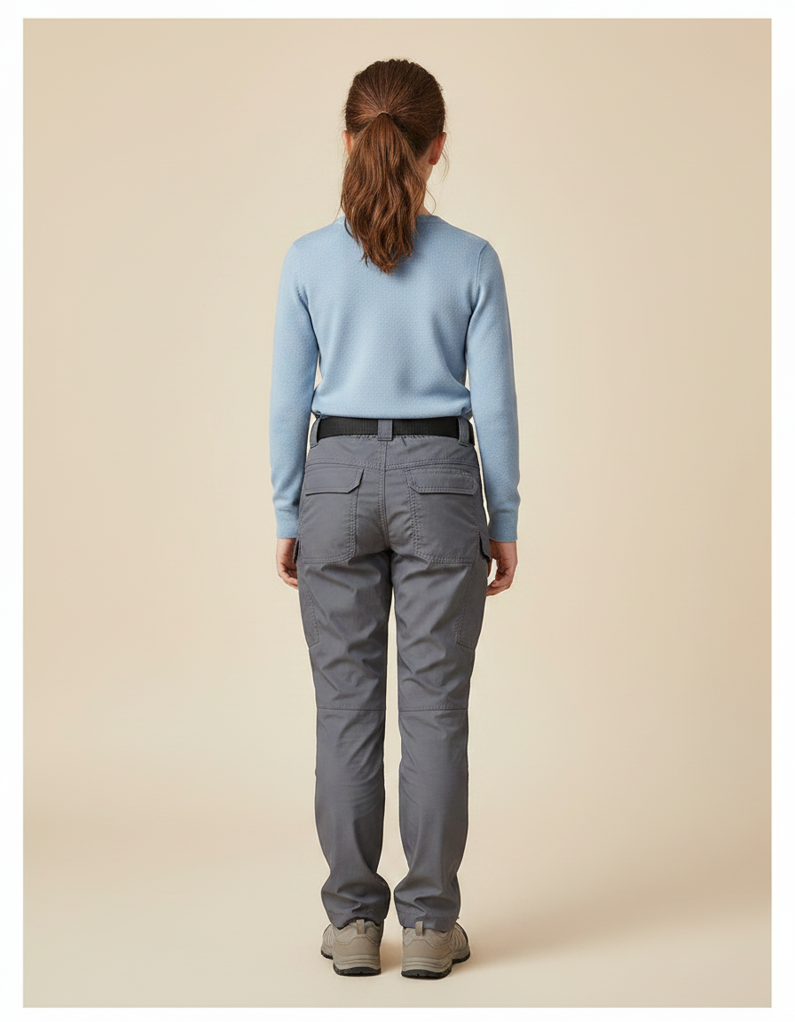 Pantalon Randonnée Gris Cargo Multipoches Enfant - Polyester - vue 2
