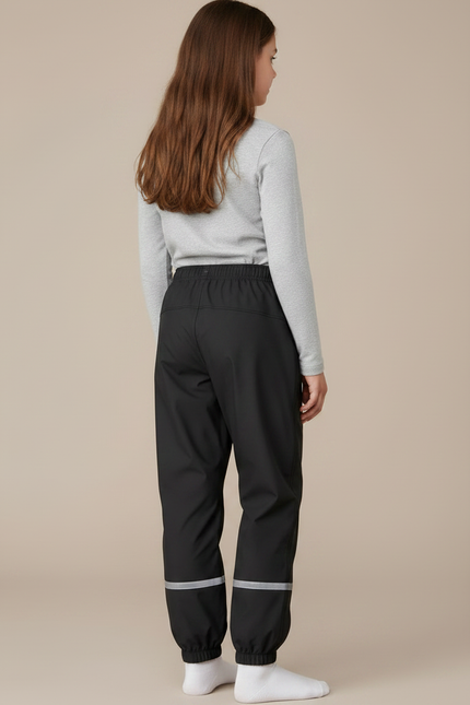 Pantalon Randonnée Noir Imperméable Réfléchissant Enfant - Polyester - vue 2