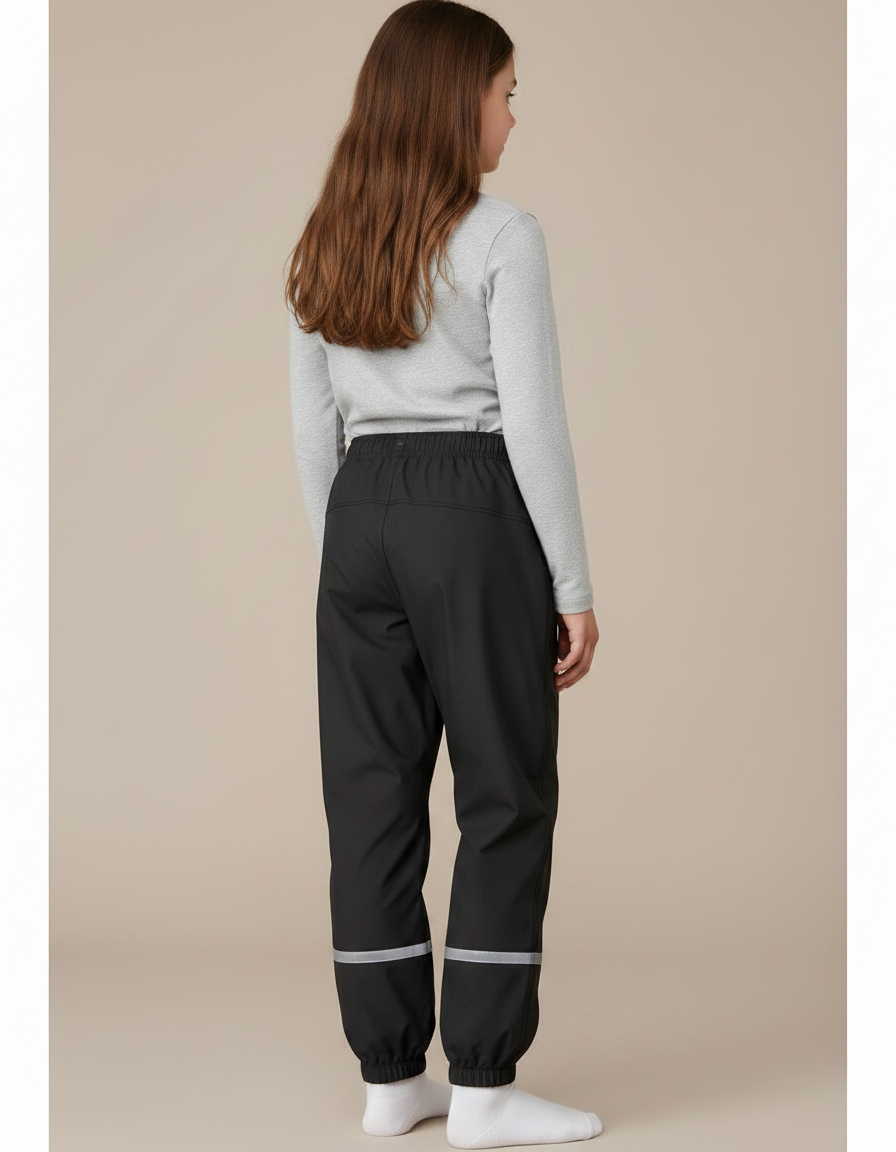 Pantalon Randonnée Noir Imperméable Réfléchissant Enfant - Polyester - vue 2