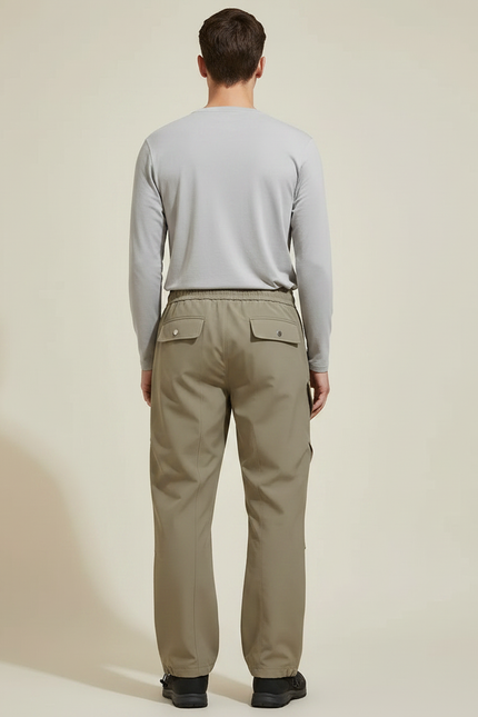 Pantalon Randonnée Kaki Cargo Ample Cordon Homme - Polyester - vue 2