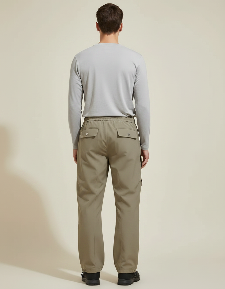 Pantalon Randonnée Kaki Cargo Ample Cordon Homme - Polyester - vue 2
