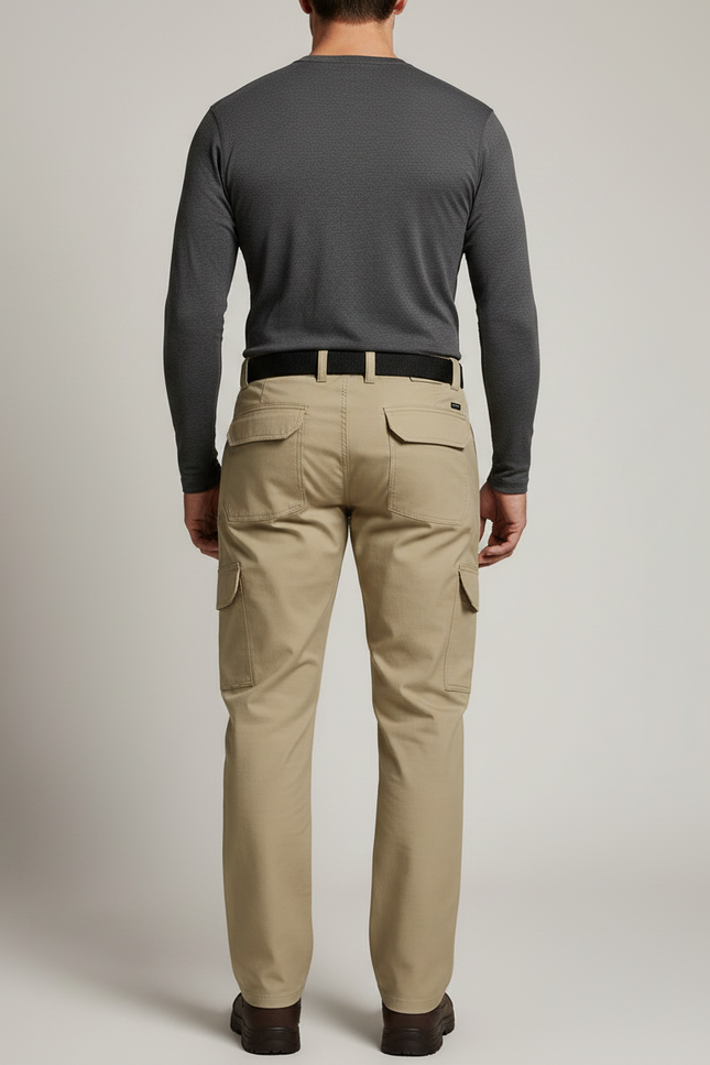 Pantalon Randonnée Beige Cargo Homme Multipoches Stretch - Polyester - vue 2