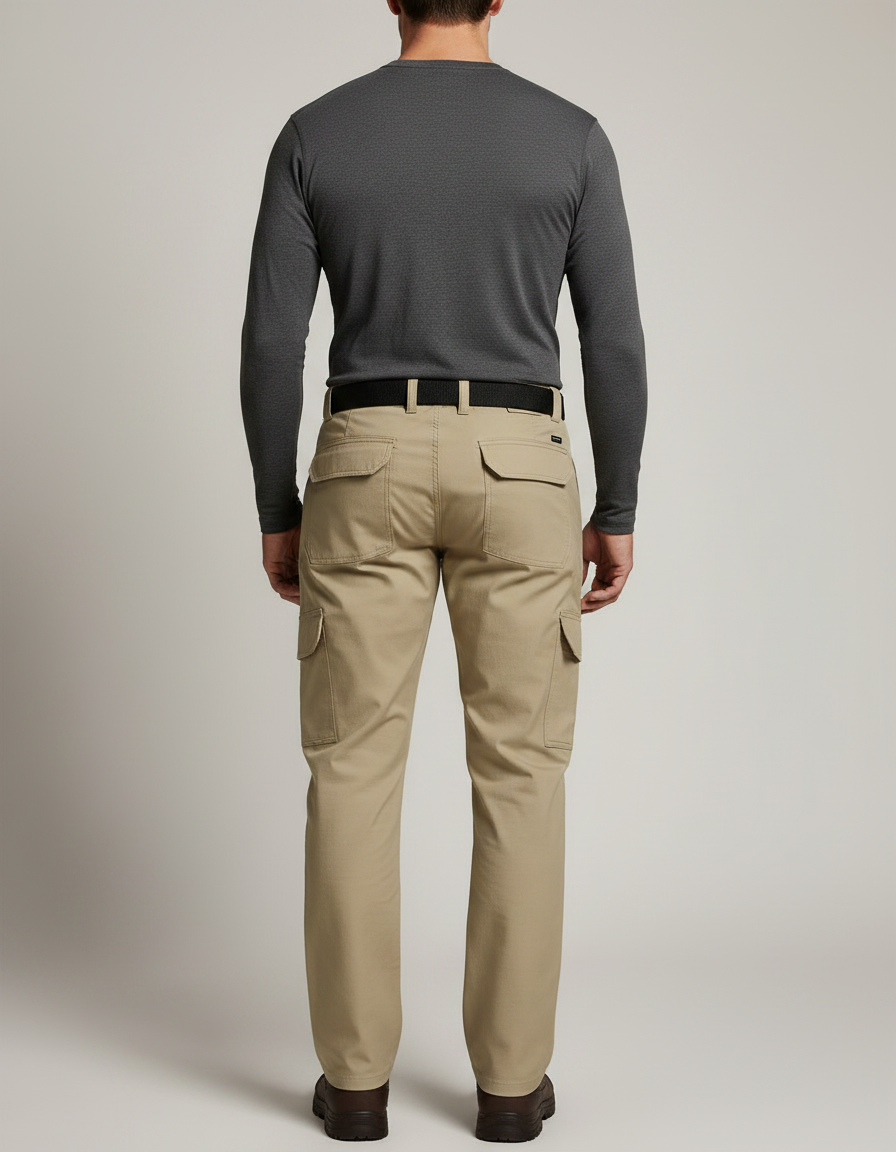 Pantalon Randonnée Beige Cargo Homme Multipoches Stretch - Polyester - vue 2