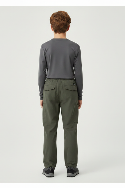 Pantalon Randonnée Kaki Ample Cargo Enfant - Polyester - vue 2