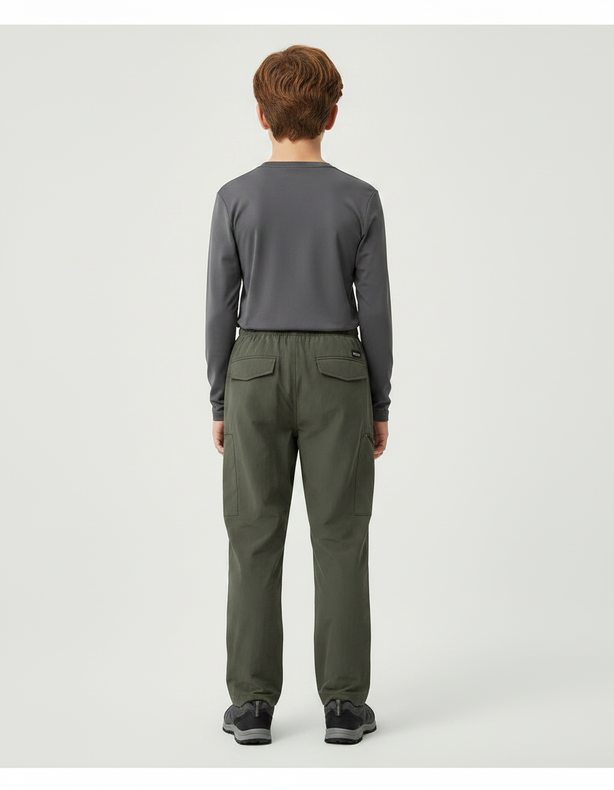 Pantalon Randonnée Kaki Ample Cargo Enfant - Polyester - vue 2