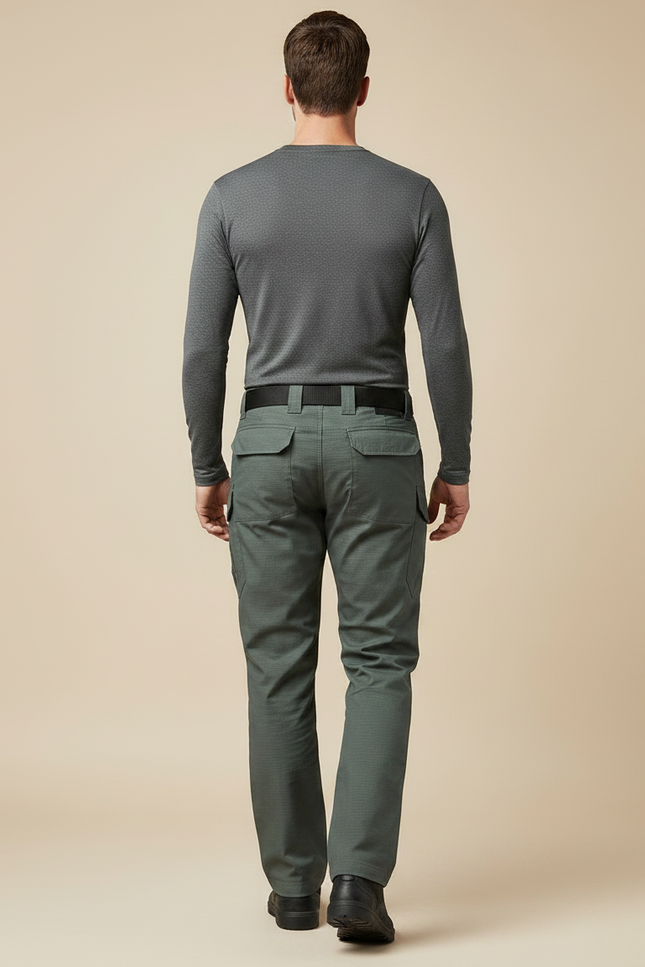 Pantalon Randonnée Vert Militaire Cargo Homme Tactique Multi-Poches - Polyester - vue 2