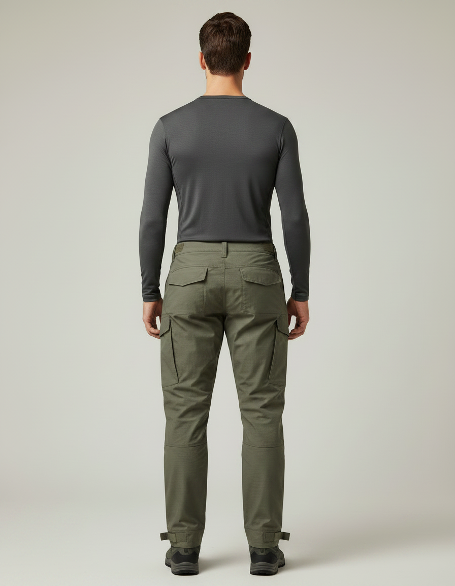 Pantalon Randonnée Kaki Cargo Homme Tactique Renforcé - Polyester - vue 2