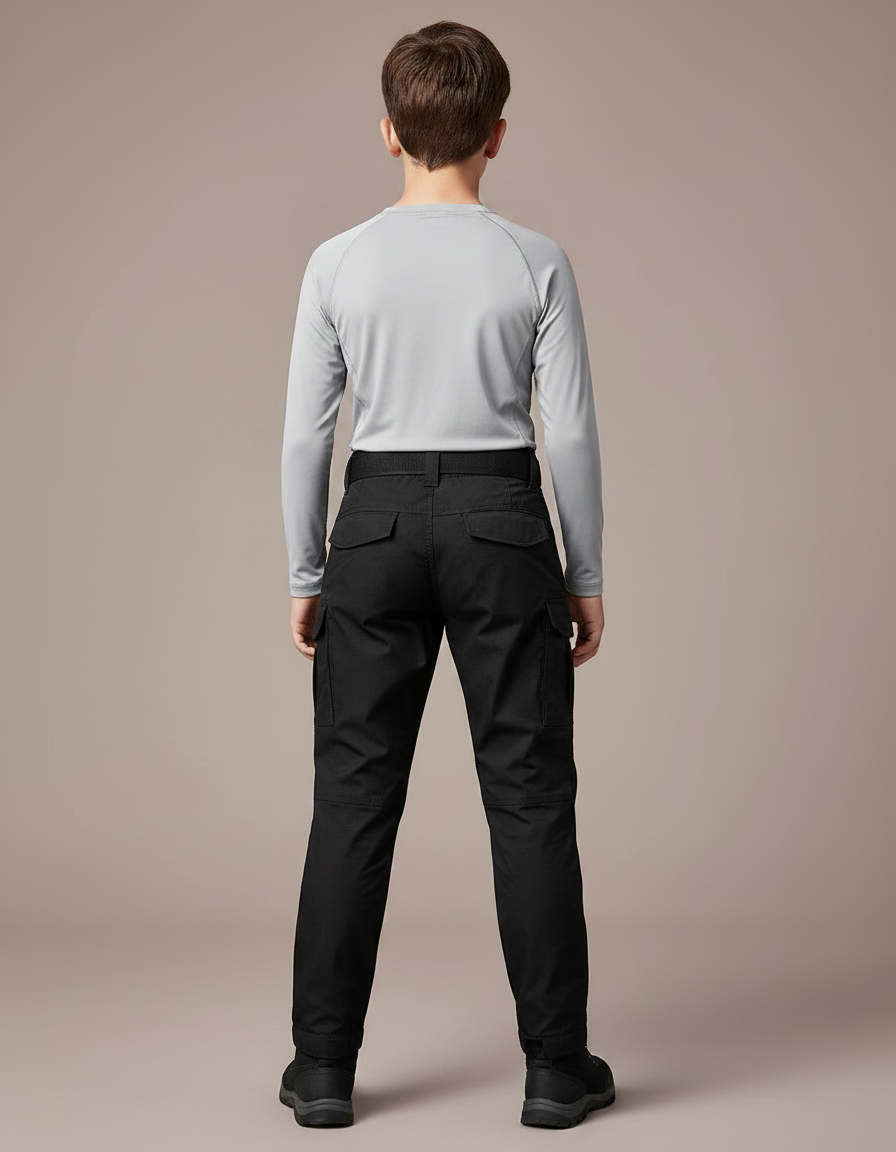 Pantalon Randonnée Noir Cargo Renforcé Enfant - Toile - vue 2