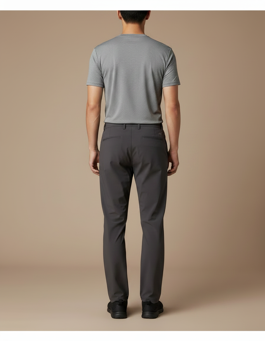 Pantalon Randonnée Gris Anthracite Coupe Droite Élastique - Polyester - vue 2