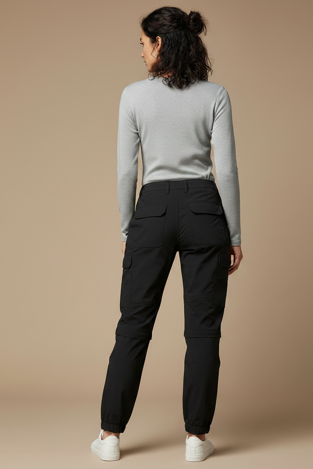 Pantalon Randonnée Noir Cargo Femme Convertible - Polyester - vue 2