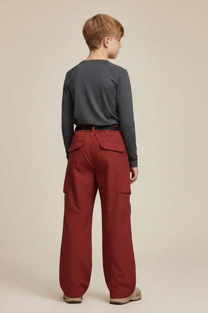 Pantalon Randonnée Rouge Brique Ample Imperméable Enfant - Bordeaux Polyester - vue 2