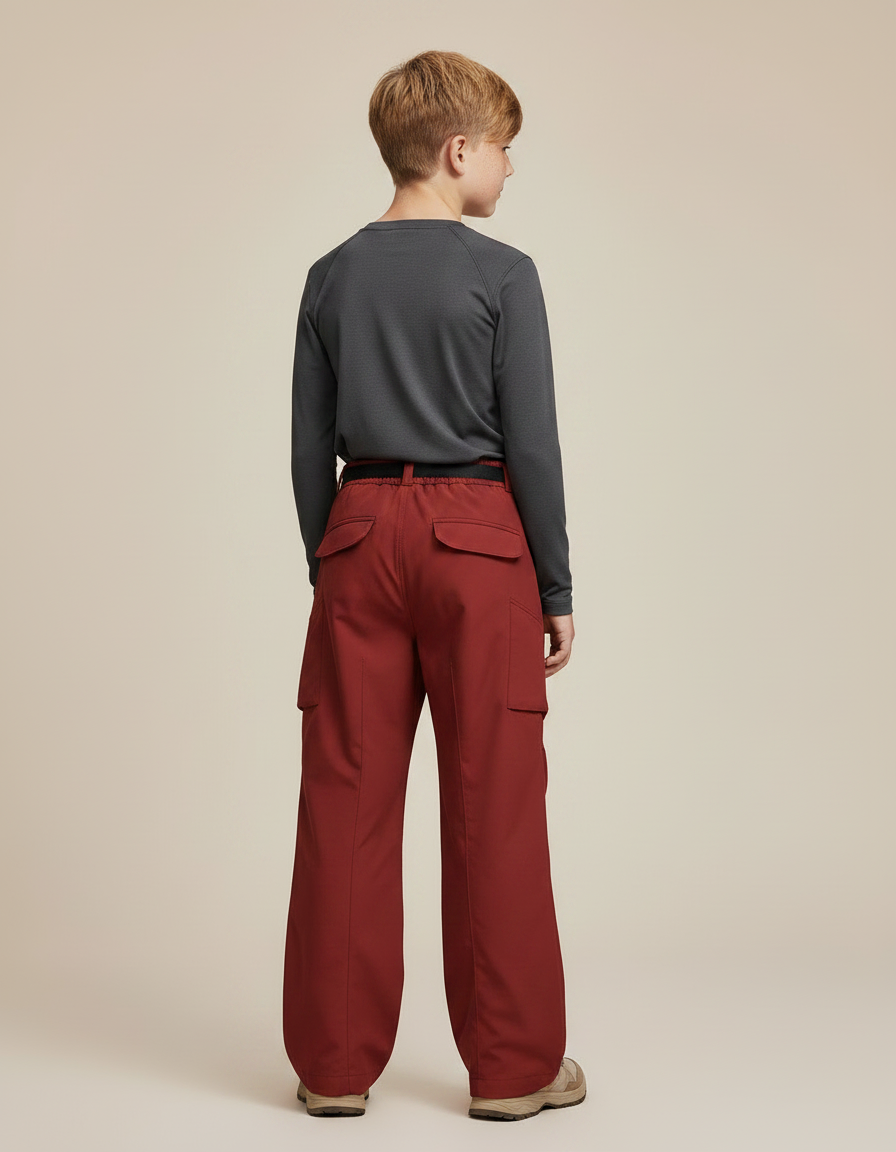 Pantalon Randonnée Rouge Brique Ample Imperméable Enfant - Bordeaux Polyester - vue 2
