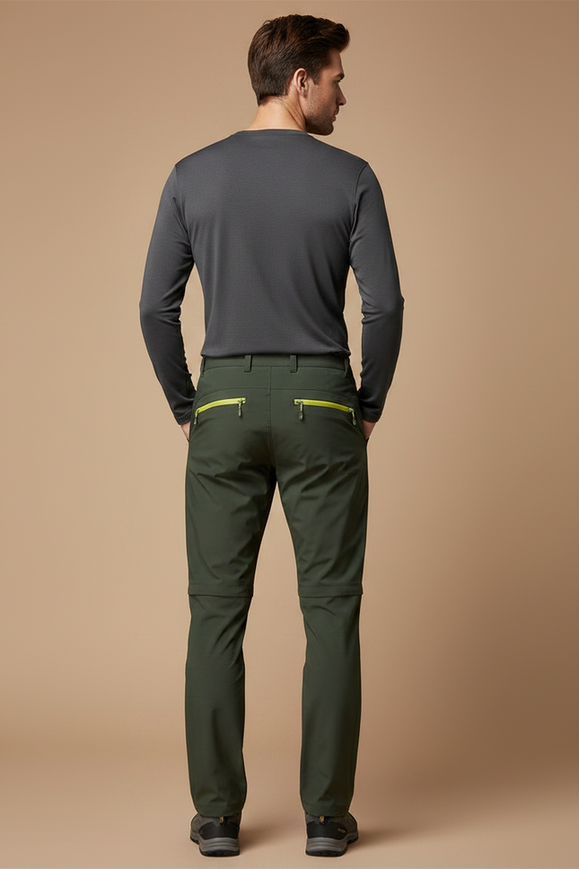 Pantalon Randonnée Vert Convertible Léger Séchage Rapide Homme - Kaki Polyester - vue 2