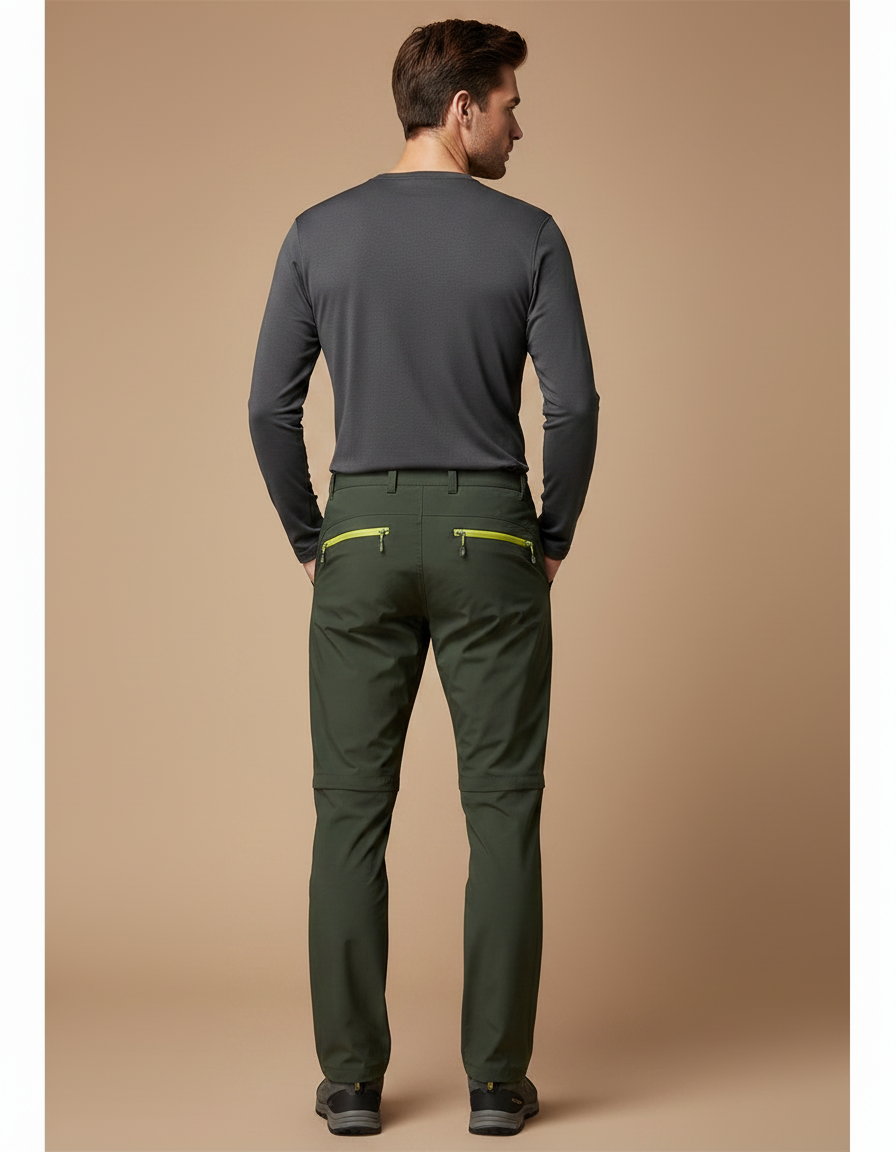 Pantalon Randonnée Vert Convertible Léger Séchage Rapide Homme - Kaki Polyester - vue 2