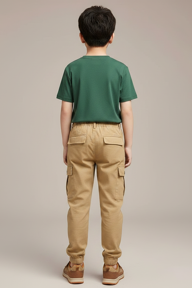 Pantalon Randonnée Kaki Cargo Coton Enfant - vue 2