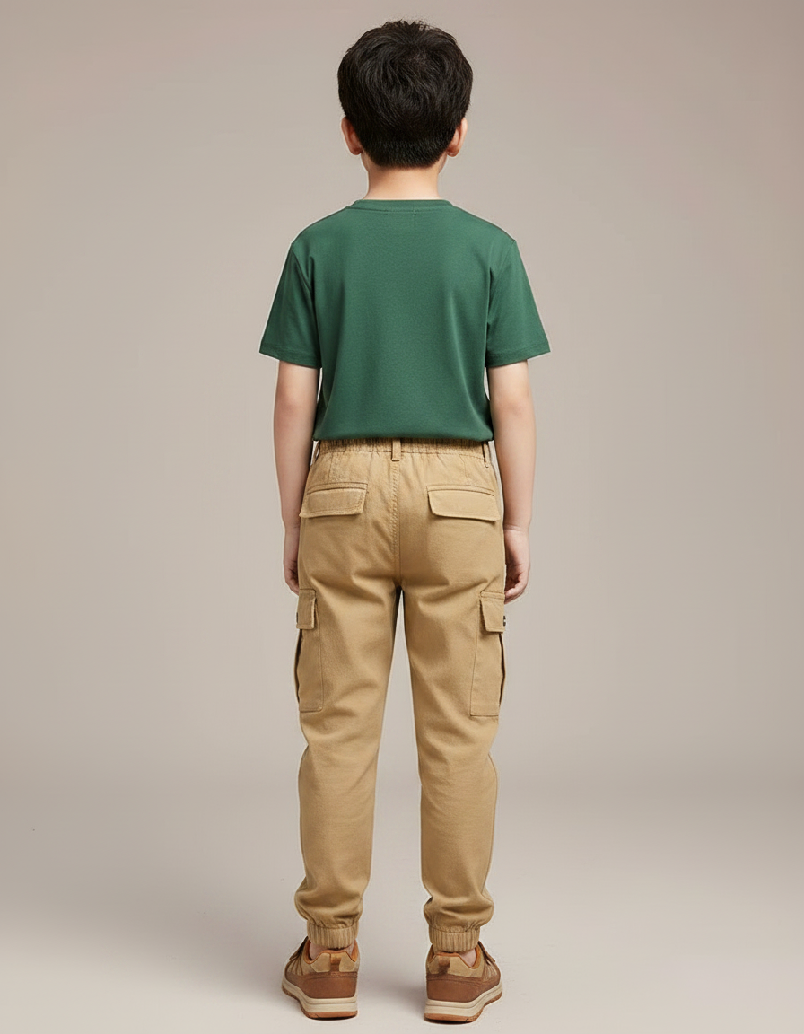Pantalon Randonnée Kaki Cargo Coton Enfant - vue 2