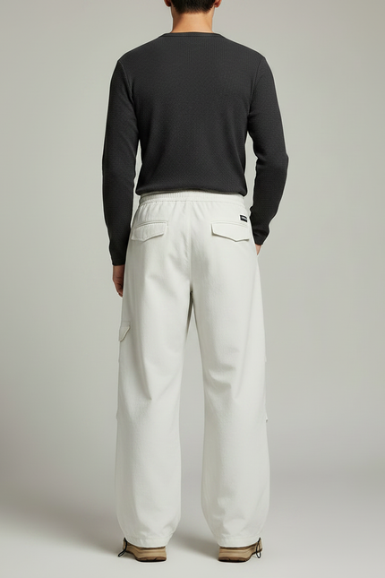 Pantalon Randonnée Beige Cargo Ample Décontracté Homme - Toile - vue 2