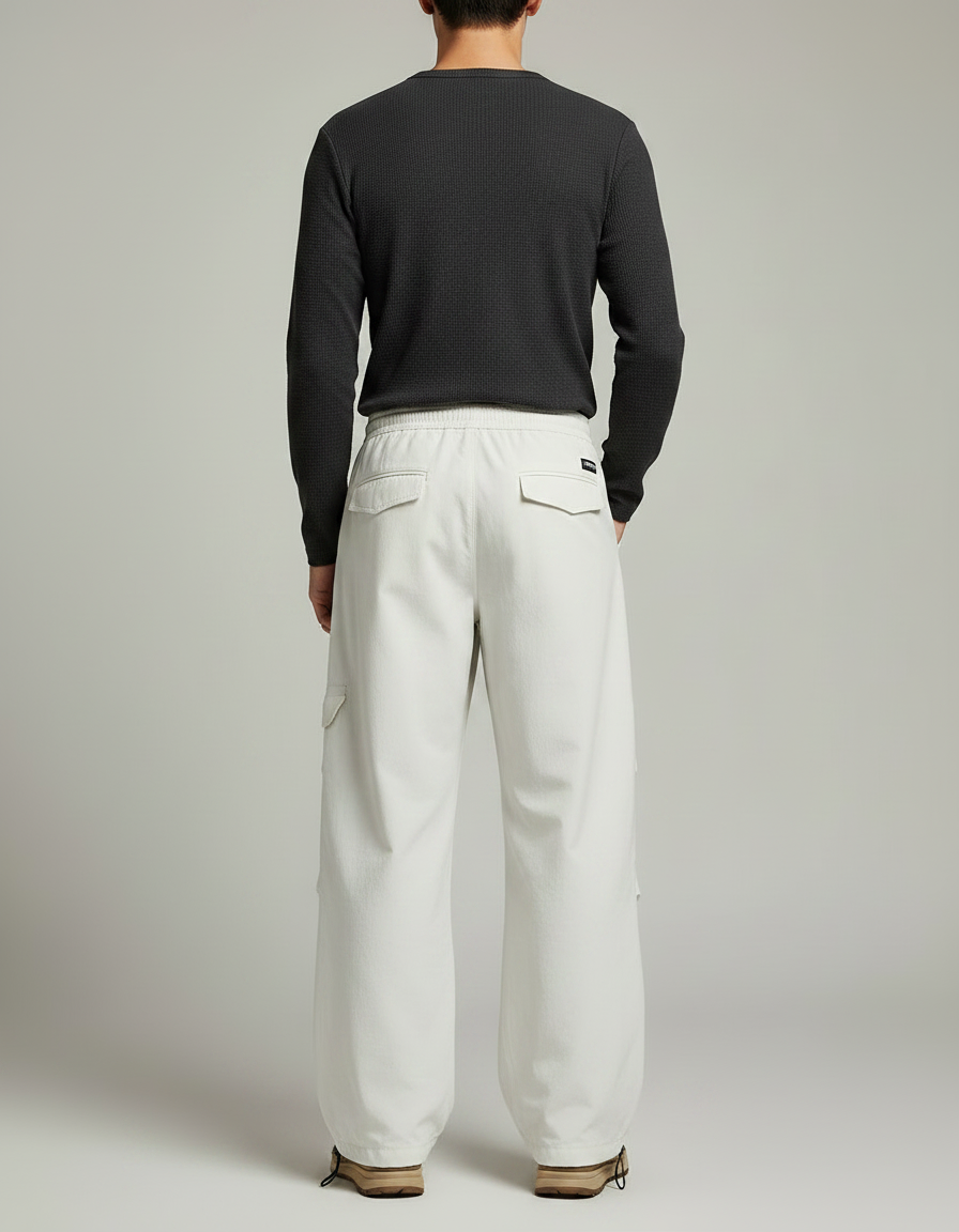 Pantalon Randonnée Beige Cargo Ample Décontracté Homme - Toile - vue 2