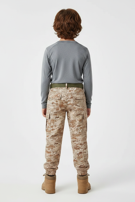 Pantalon Randonnée Camouflage Désert Multipoches Enfant - Beige Toile - vue 2