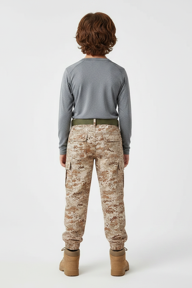 Pantalon Randonnée Camouflage Désert Multipoches Enfant - Beige Toile - vue 2