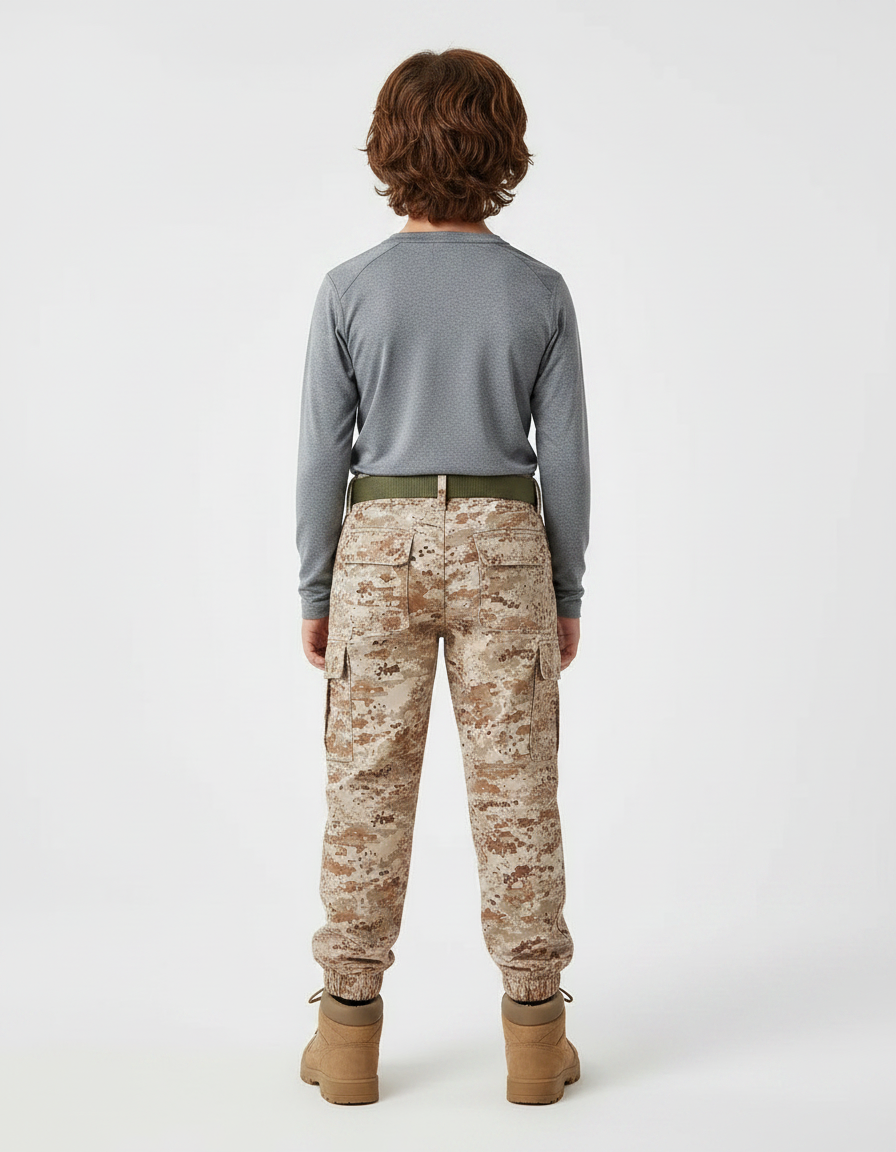 Pantalon Randonnée Camouflage Désert Multipoches Enfant - Beige Toile - vue 2