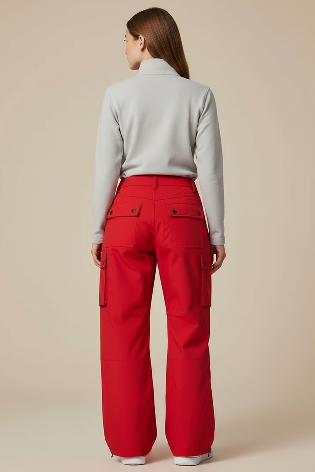 Pantalon Randonnée Rouge Cargo Ample Imperméable Femme - Polyester - vue 2