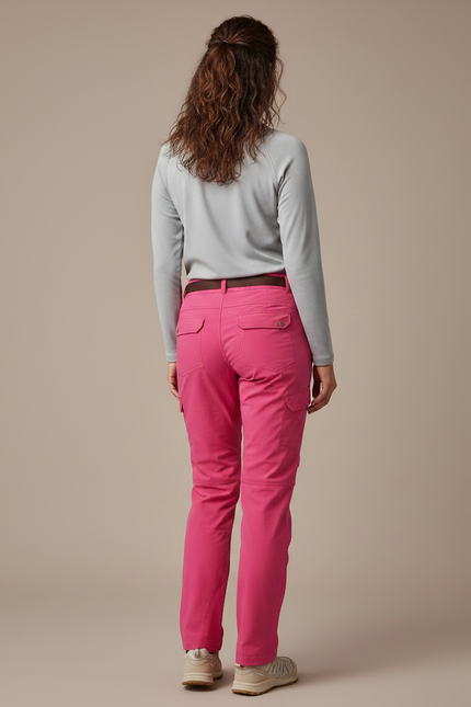 Pantalon Randonnée Rose Cargo Ceinture Femme - Polyester - vue 2