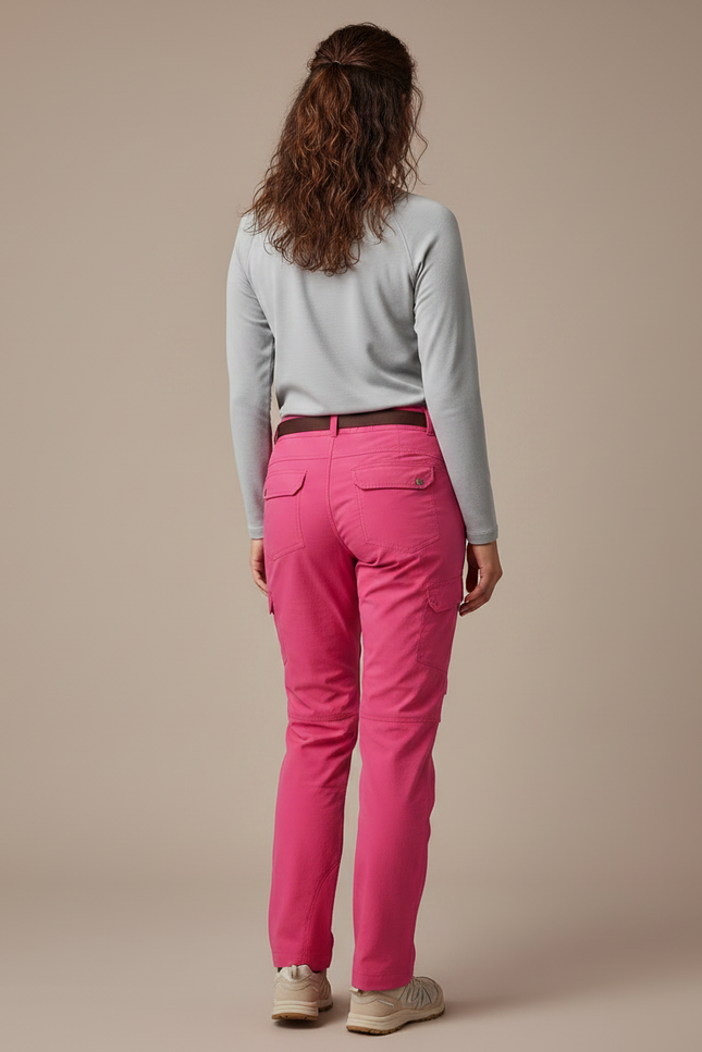 Pantalon Randonnée Rose Cargo Ceinture Femme - Polyester - vue 2