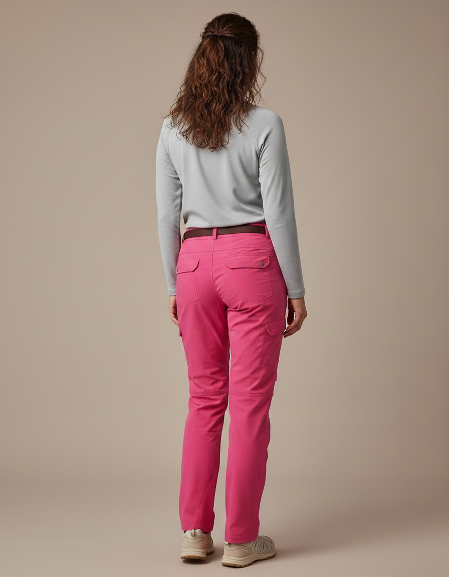 Pantalon Randonnée Rose Cargo Ceinture Femme - Polyester - vue 2