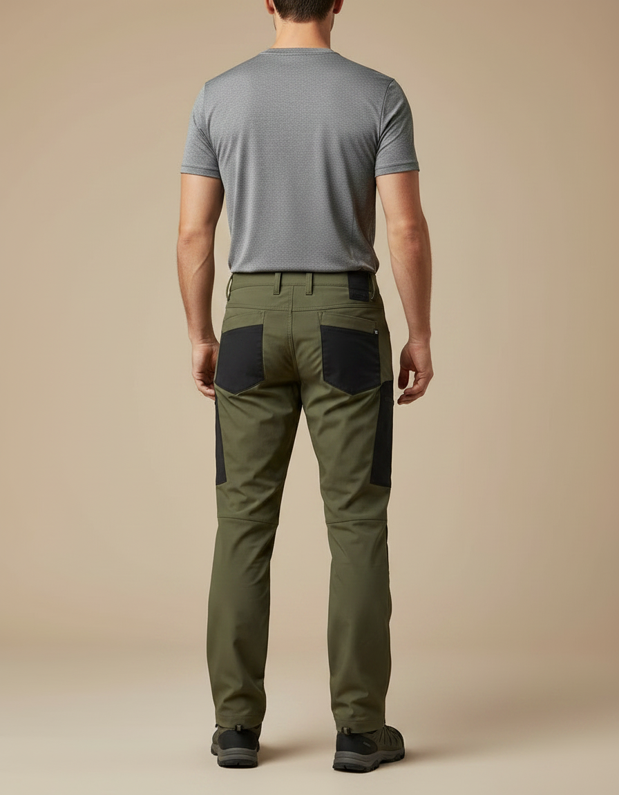 Pantalon Randonnée Vert Olive Renforcé Cargo Homme - Kaki Polyester - vue 2