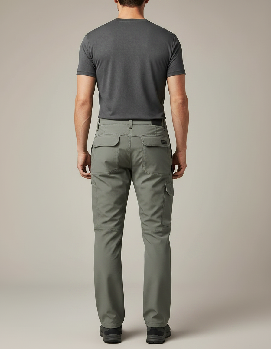 Pantalon Randonnée Homme Gris Cargo Tactique Imperméable - Kaki Polyester - vue 2