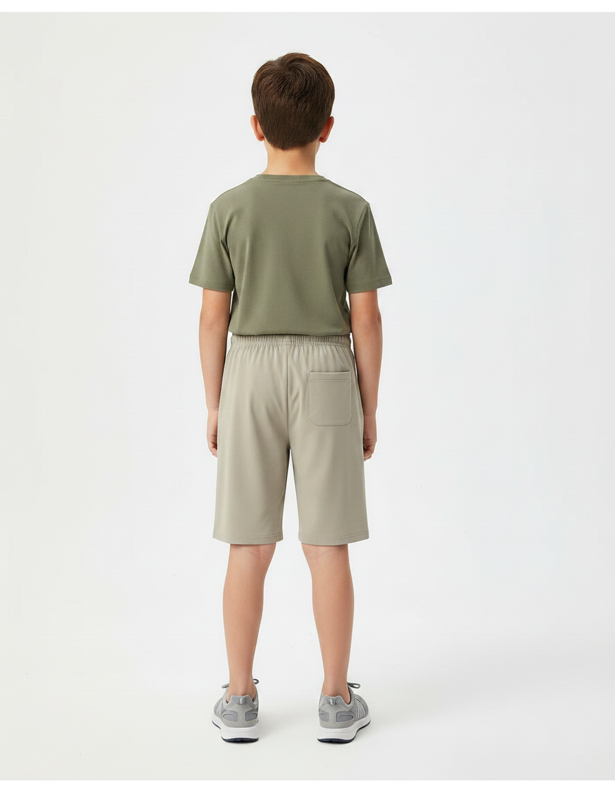 Pantalon Randonnée Court Beige Léger Enfant - Polyester - vue 2