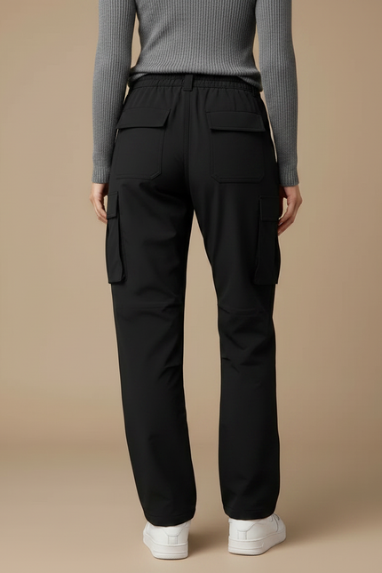 Pantalon Randonnée Noir Cargo Fluide Cordon Femme - Polyester - vue 2