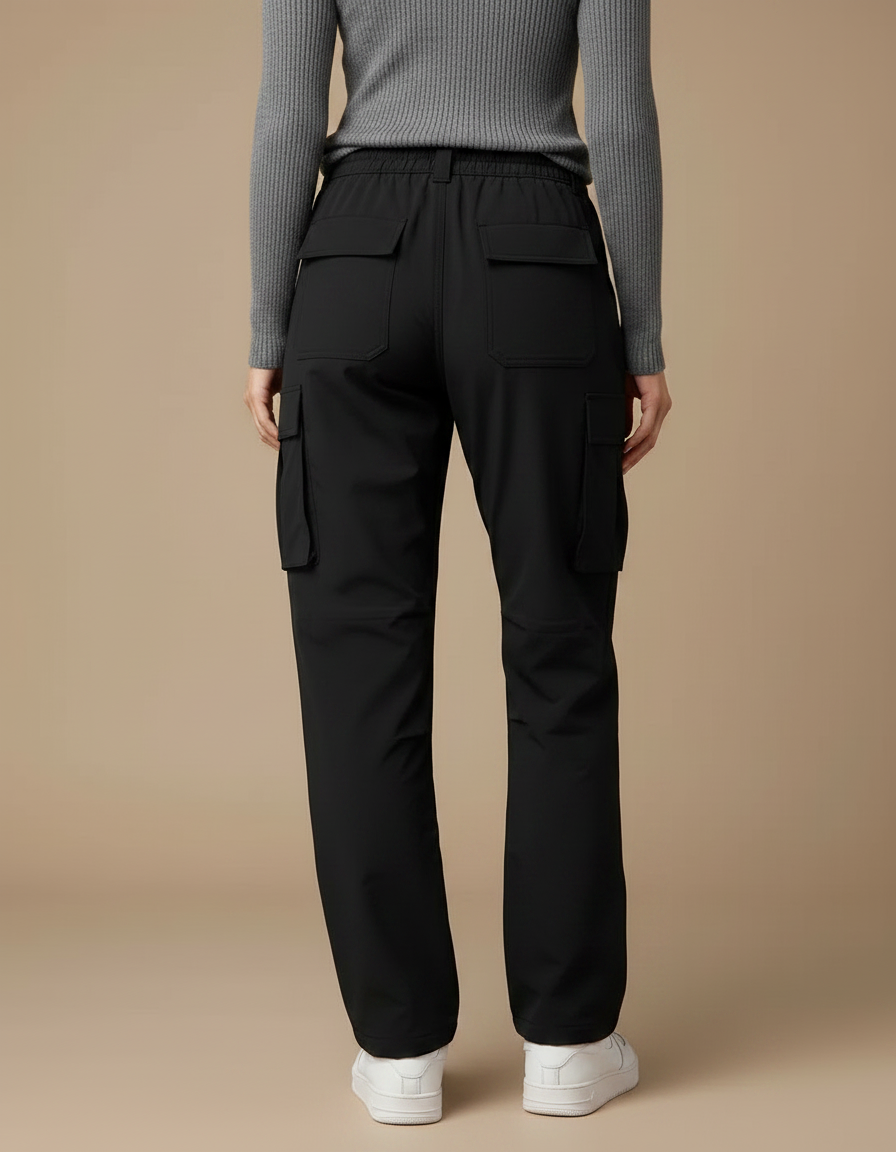 Pantalon Randonnée Noir Cargo Fluide Cordon Femme - Polyester - vue 2