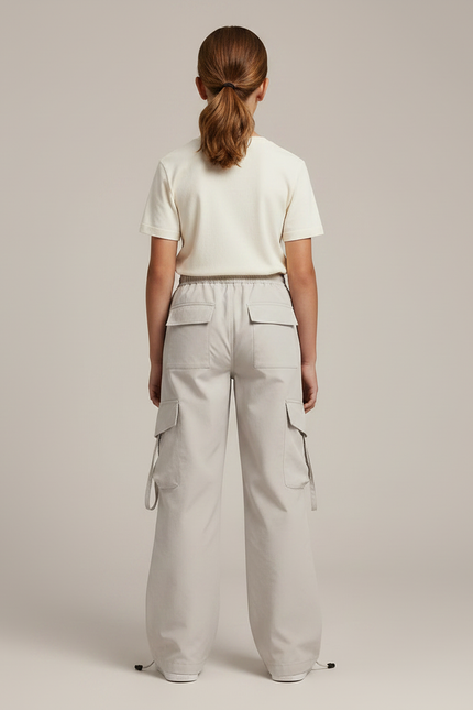 Pantalon Randonnée Gris Ample Multipoches Enfant - Polyester - vue 2