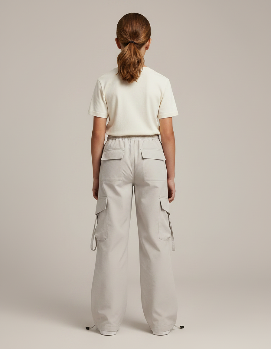 Pantalon Randonnée Gris Ample Multipoches Enfant - Polyester - vue 2