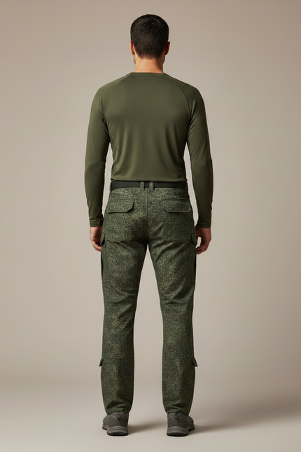 Pantalon Randonnée Camouflage Vert Multipoches Homme Tactique - Toile - vue 2