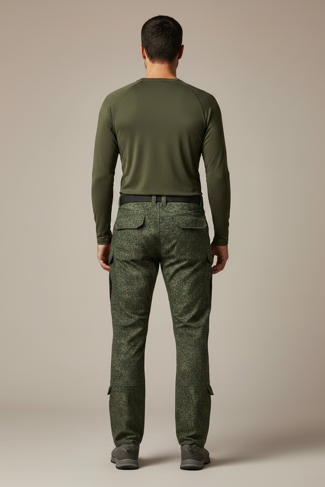 Pantalon Randonnée Camouflage Vert Multipoches Homme Tactique - Toile - vue 2