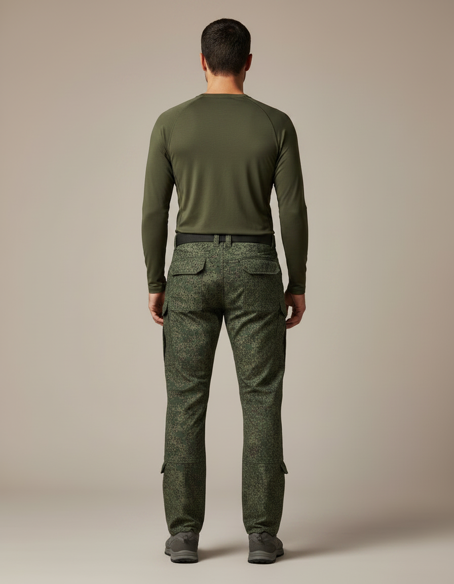 Pantalon Randonnée Camouflage Vert Multipoches Homme Tactique - Toile - vue 2