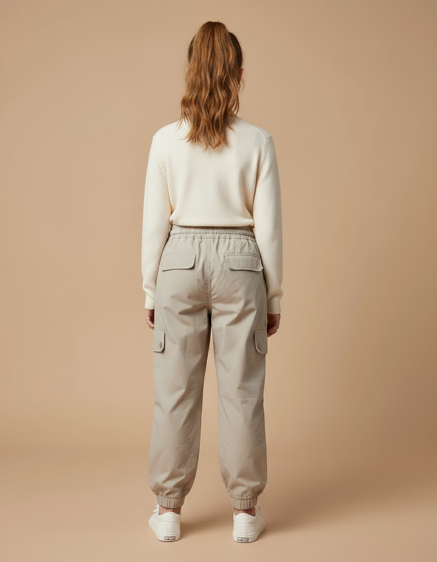 Pantalon Randonnée Beige Cargo Enfant Léger Décontracté - Polyester - vue 2