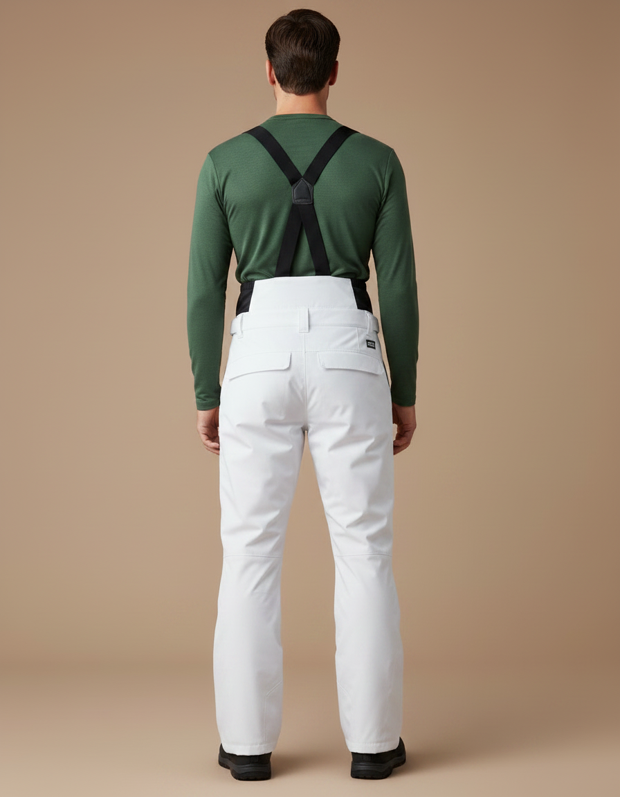 Pantalon Randonnée Blanc Droit Bretelles Imperméable Homme - Polyester - vue 2