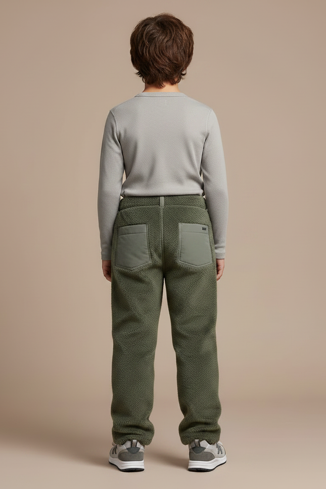 Pantalon Randonnée Enfant Vert Polaire Renforcé Décontracté - Kaki Polyester - vue 2