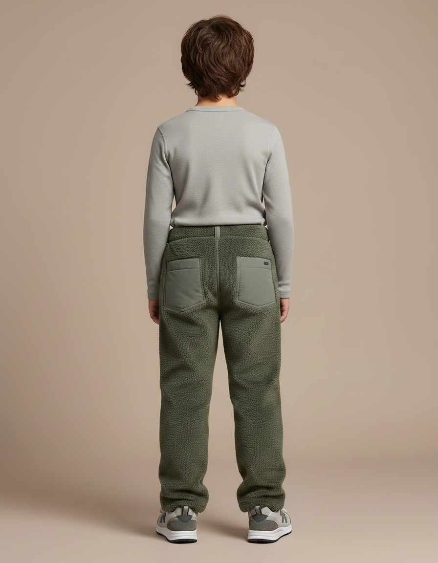 Pantalon Randonnée Enfant Vert Polaire Renforcé Décontracté - Kaki Polyester - vue 2