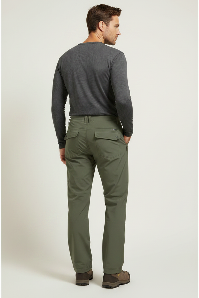 Pantalon Randonnée Vert Militaire Doublé Polaire Homme - Kaki Polyester - vue 2