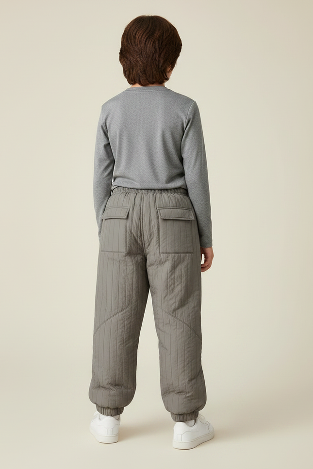 Pantalon Randonnée Gris Matelassé Enfant Hiver Doublé - Polyester - vue 2