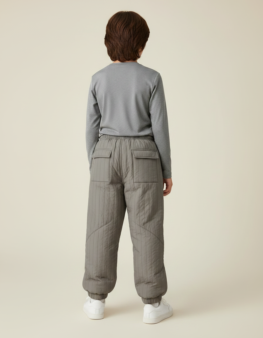 Pantalon Randonnée Gris Matelassé Enfant Hiver Doublé - Polyester - vue 2