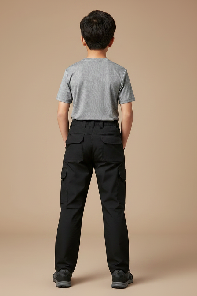 Pantalon Randonnée Noir Cargo Tactique Enfant - Polyester - vue 2