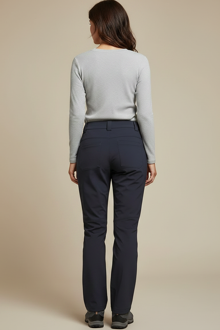 Pantalon Randonnée Femme Marine Coupe Droite Stretch Technique - Polyester - vue 2