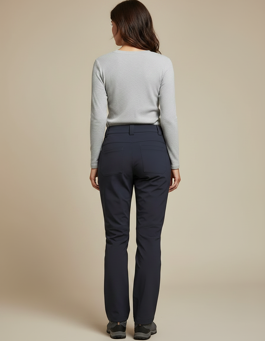 Pantalon Randonnée Femme Marine Coupe Droite Stretch Technique - Polyester - vue 2
