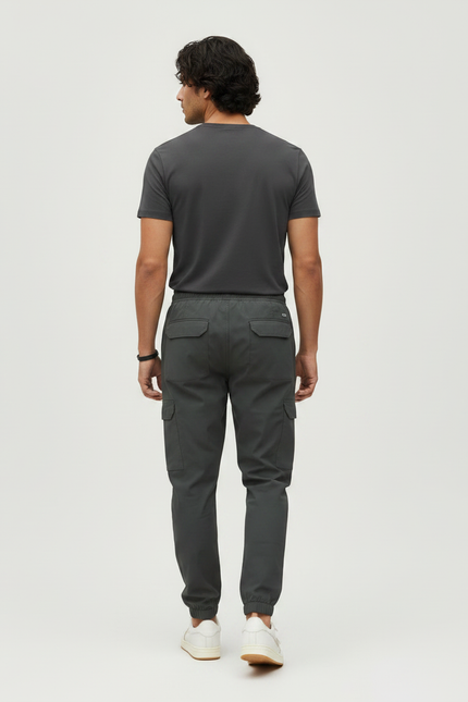 Pantalon Randonnée Cargo Homme Cordon Élastique Gris Confortable - Polyester - vue 2